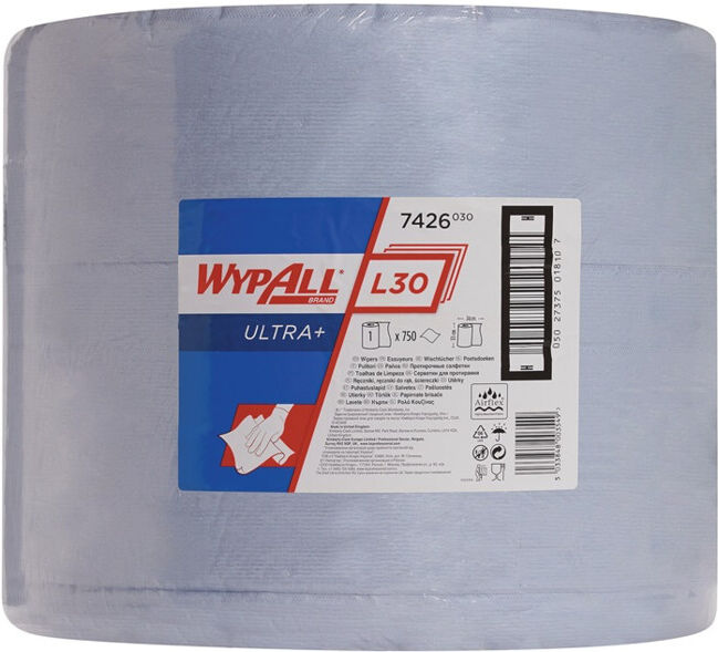 Essuie-tout WYPALL L30 ULTRA 7426 L380xl330env. mm 3 couches, perforé bleu Roule ; Kimberly-Clark (7426)