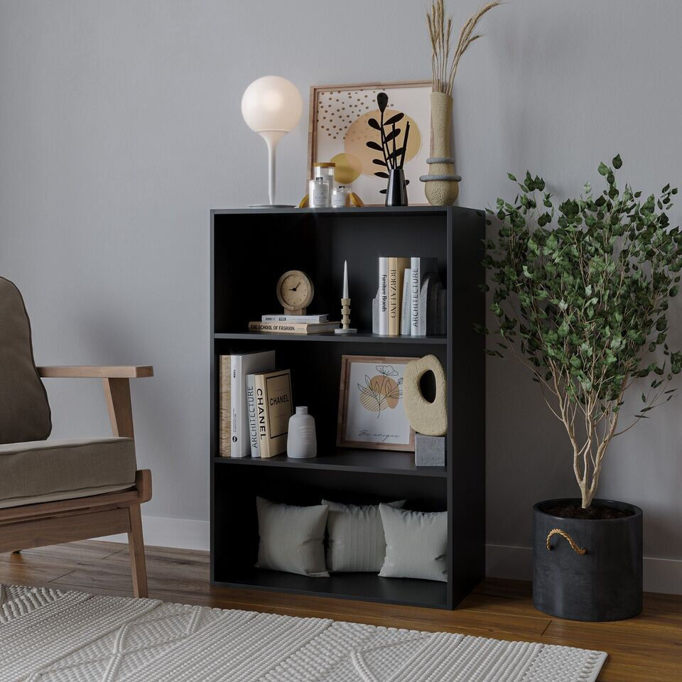 17 Stories Tahura 90 cm H x 60 cm W Solid Wood Ladder Bookcase Black