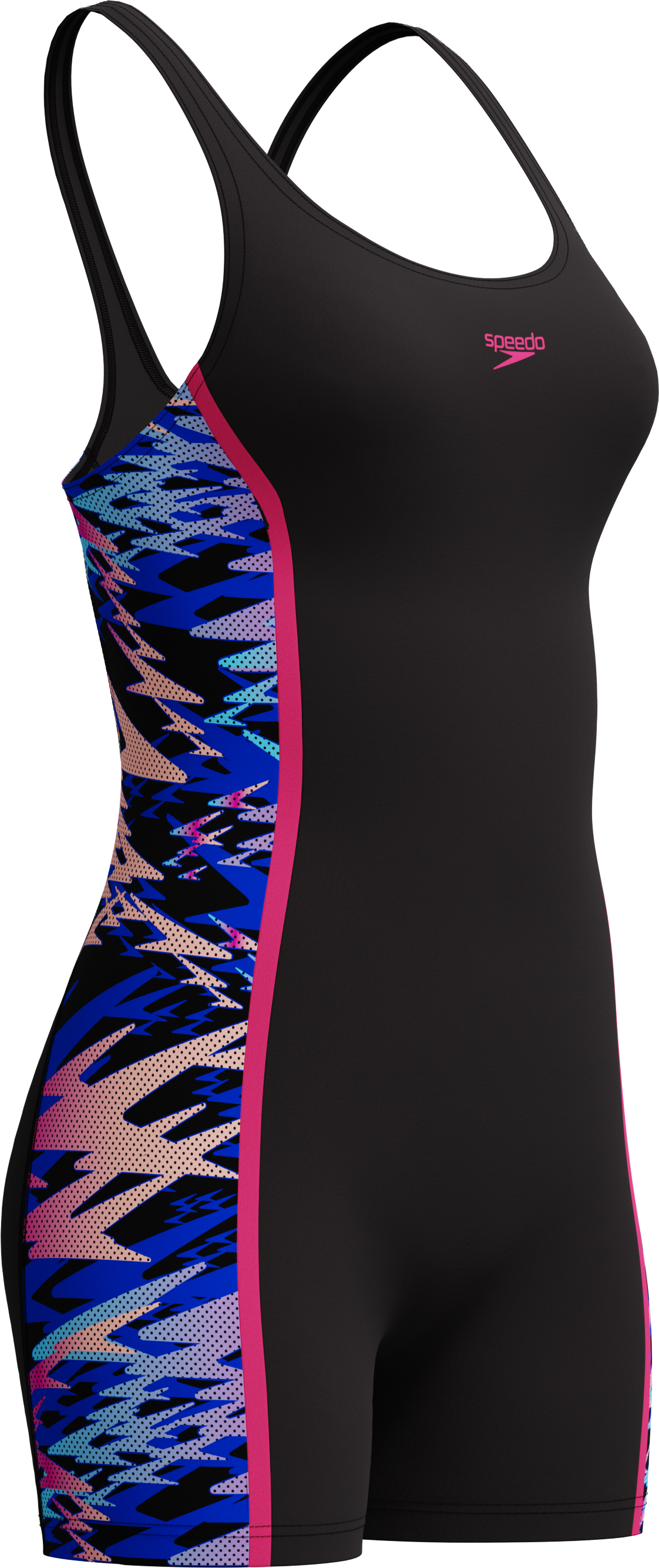 Badeanzug SPEEDO "HYPERBOOM SPLC MSBK LEGSUIT BLK/PNK", Damen, Gr. 38, N-Gr, schwarz (blk, pnk), Obermaterial: 100% Polyester, Badeanzüge Badeanzug blk, pnk 38, N-Gr