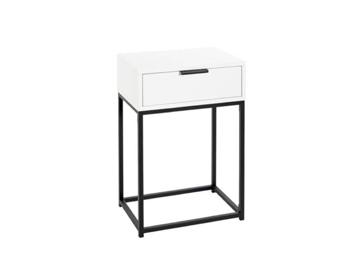 möbelando Nachtkonsole >52383< stilvoll mit Schublade, Stellmaß ca. 40x60x28 cm, Metall & Spanplatte, schwarz/weiß, modernes Design, kratzbeständig & wasserabweisend, für Boxspringbetten