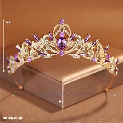 Smart Shopping Spot Gold Colour Bridal Crown Tiara For Weddings And Special Occasions purple