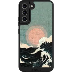 Nivocase Handyhülle für Samsung Galaxy S22+ Hülle NIVOpure Case Schwarz Kunst Meer Welle (Samsung Galaxy S22+), Smartphone Hülle, Schwarz