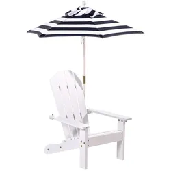 GreenYard Klappbarer Adirondack-Liegestuhl mit gestreiftem Sonnenschirm, ca. 51,5 x 58,5 x 67,5 cm – Natur