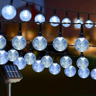 Uplifted Finds High Performance IP65 Crystal Globe Solar String Lights For Professional Outdoor Decor 12 M 39 Ft white