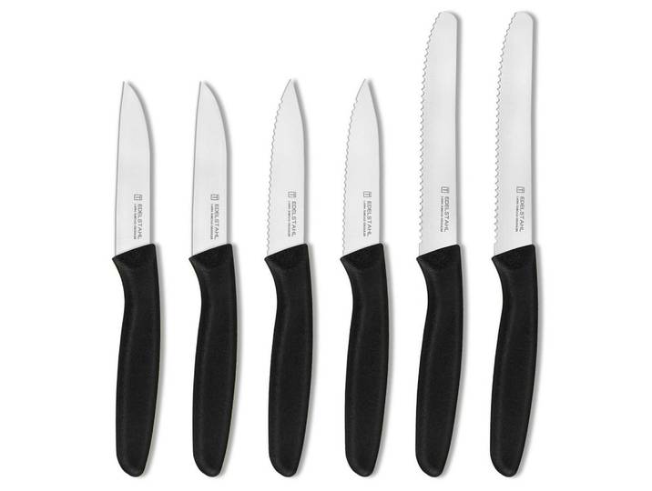 Küchenmesser Set 6-teilig Schwarz, Metall, 22.5 cm, Kochgeschirr, Küchenmesser, Schälmesser & Gemüsemesser