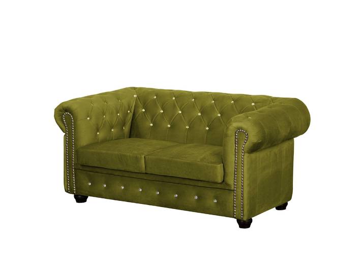 Sofa I 2-Sitzer Microfaser Grün/Pistaziengrün Webstoff 157 x 72 x 88cm Glamour
