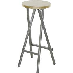 FUNSTAR 747222 Gartenhocker Stahl, Kiefernholz Grau, Natur