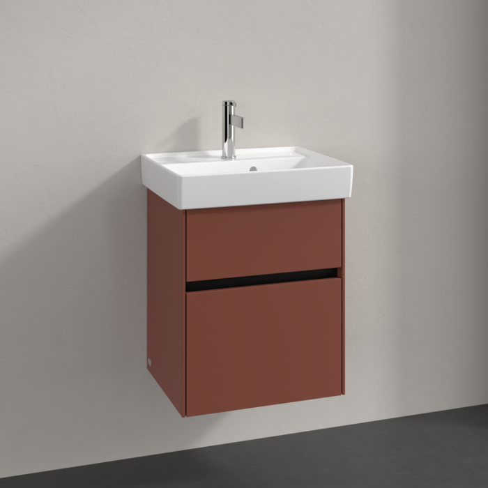 Villeroy und Boch Collaro Waschtischunterschrank C00600AH 46x54,6x37,4cm, Waschbecken mittig, wine red