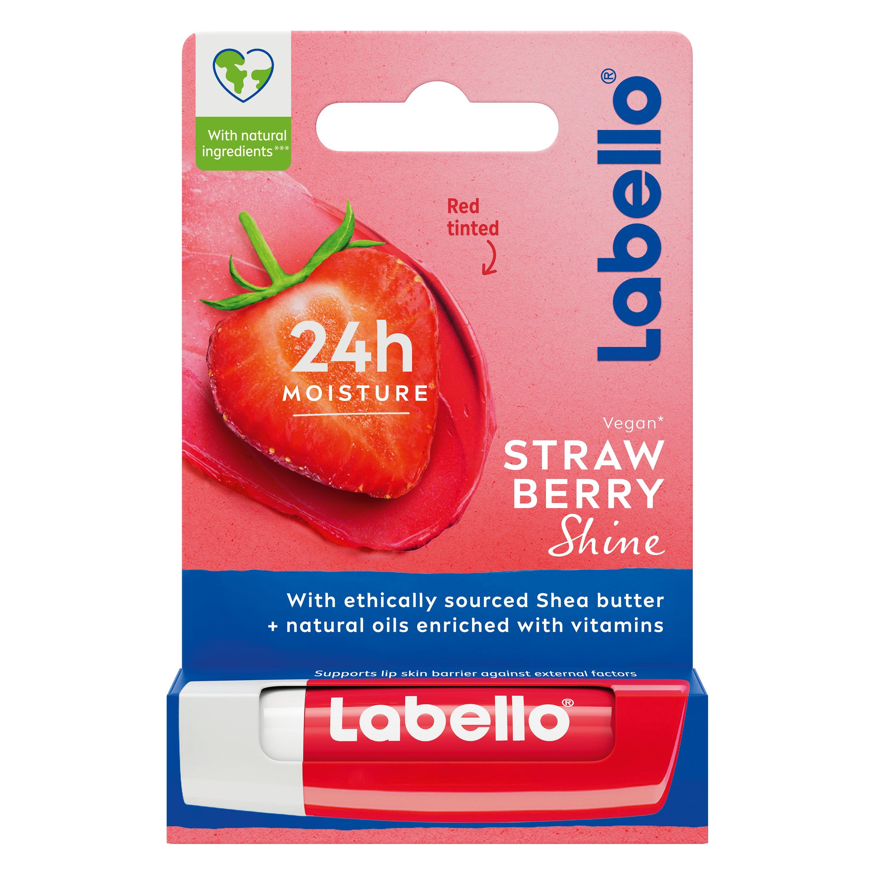Labello Fruity Shine - Strawberry (Lippenbalsam, Lippenpflege Stick, 4.80 g) (4005900978349)