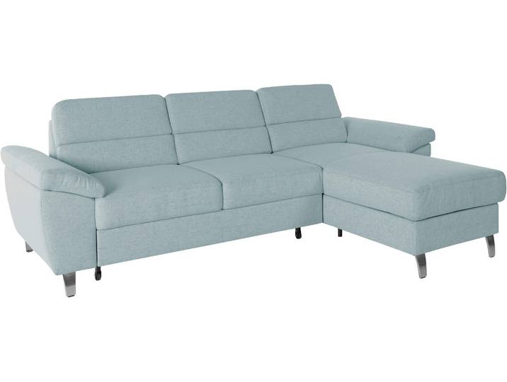 Ecksofa, Struktur Stoff, Blau (Aqua) 250×161 cm, Mit Bettfunktion & Bettkasten, Sit&More