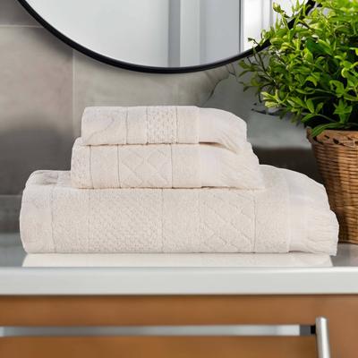 Superior Rolla Cotton Geometric Jacquard Plush Soft 3 Piece Towel Set