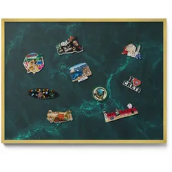 MAGNETTAFEL 80x60 cm Goldener Rahmen Flaschengrüner Marmor