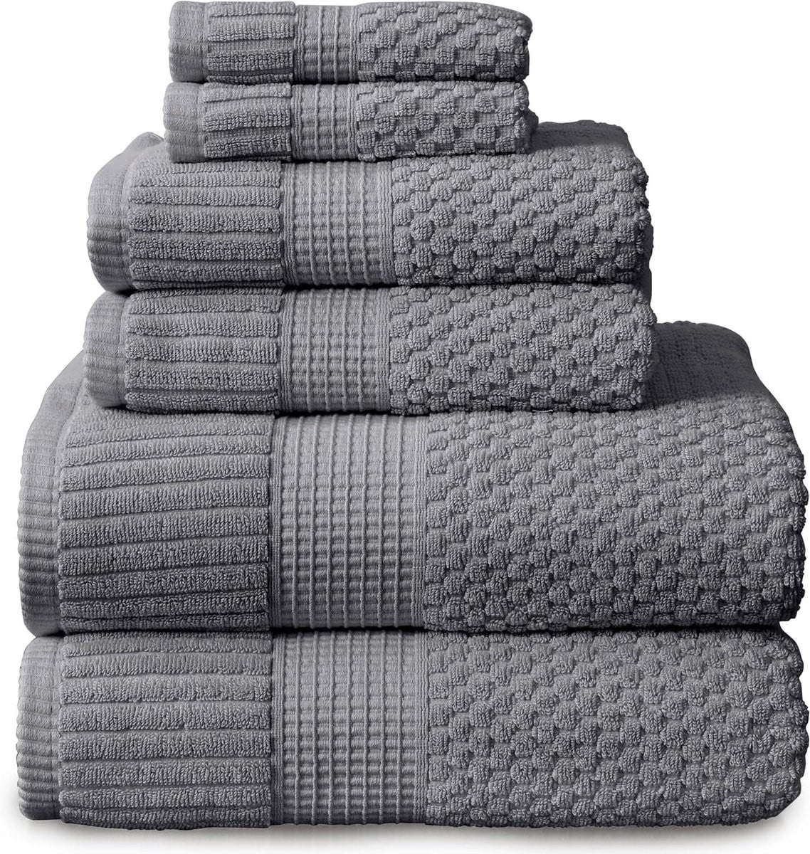 6-delige katoenen handdoekenset - extra absorberend - antracietgrijs