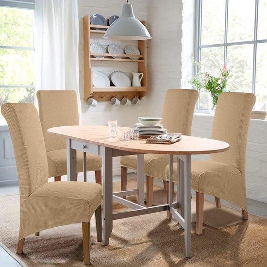 Famanu Stoelhoesjes XL voor eetkamerstoelen, 6 stuks, kleur kameel