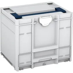 Tanos systainer3 Combi M 337 lichtgrau (RAL 7035), Verschluss weiß (RAL 9016), Griff saphirblau (RAL 5003) - 83550048.237