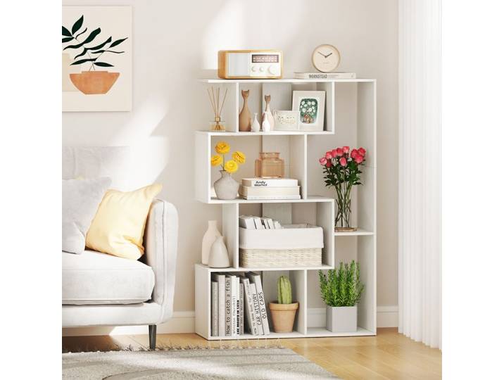 GIANTEX Bibliothèque Géométrique à 6 Compartiments - Étagère de Rangement Moderne pour Salon Chambre Bureau - 80x30x119 cm -