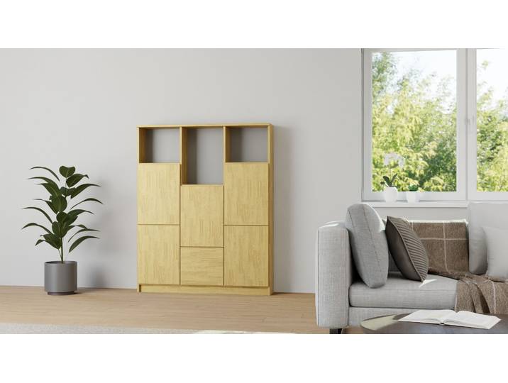 Stylishes Highboard Eiche Natur geölt