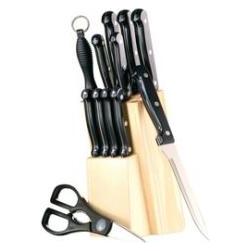 Esmeyer Messerblock ORION, 12-teilig, Block aus Pinienholz Klingen aus Spezialstahl, schwarze ABS-Griffe (291-081)