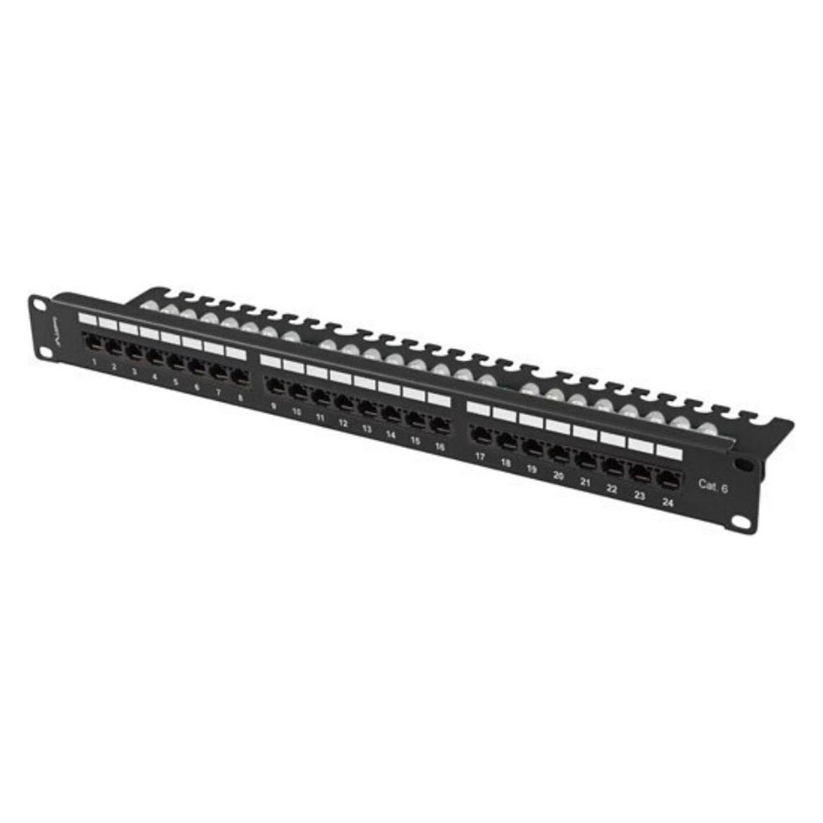 Lanberg Patch Panel 24 Port 1u 19 Kat.6 Utp Z Organizerem Kablowym Czarny (PPU6-1124-B)