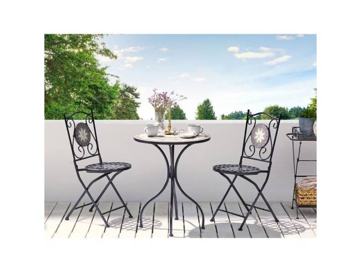 Table de jardin - BELIANI - CARIATI - Métal - Noir - Rond