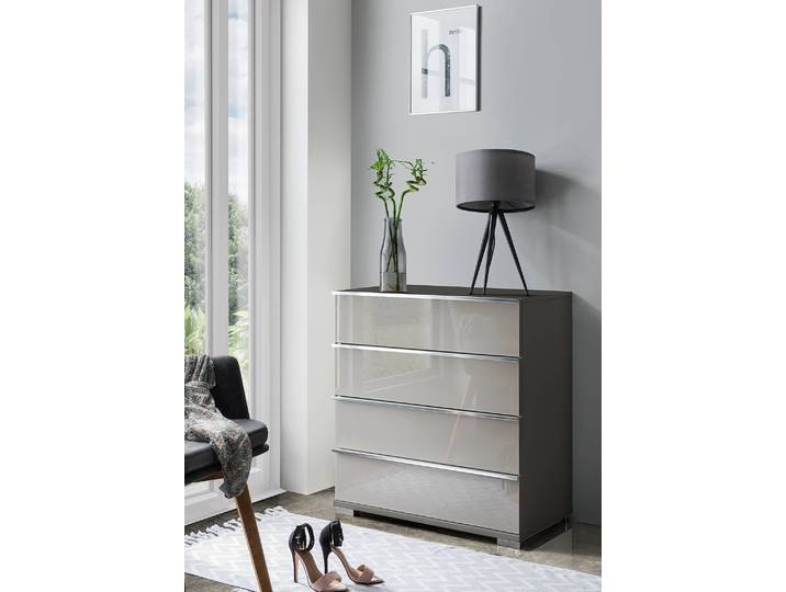 Kommode 82cm Grau/Sandgrau/Havanna