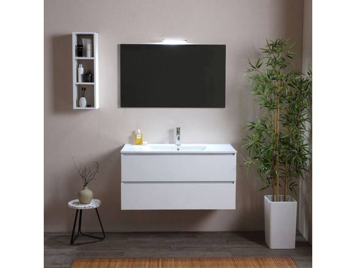 MEUBLE DE SALLE DE BAINS SUSPENDU 100CM AVEC TIROIRS BLANC BERLIN