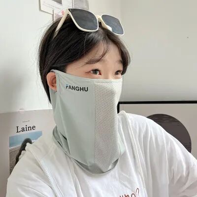 USA Free Shipping Shop UPF 50+ Ice Silk UV Protection Face Mask For Women Breathable Cooling Sun Cover grey