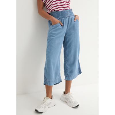 Culotte BONPRIX, Damen, Gr. 46, N-Gr, blau (hellblau denim), Obermaterial: 100% Lyocell (TENCEL™), loose fit, Hosen Culotte, aus Lyocellstoff, weiter Schnitt, luftiges Design, Loose Fit Passform