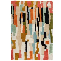 KADIMA DESIGN Flokati Teppich aus Wolle Geometrisch Handgetuftet für Fußbodenheizung geeignet | 160x230cm