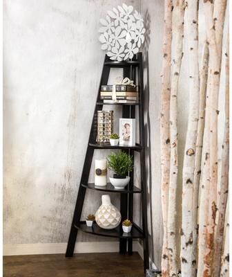 Furniture of America Kiki Transitional 5-Tier Corner Ladder Display Bookshelf