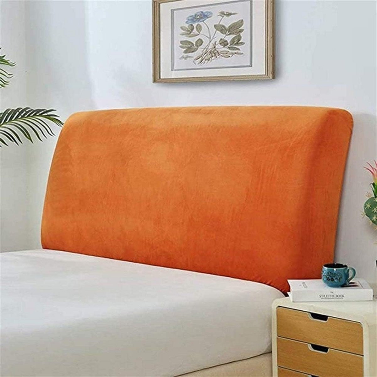 Fluwelen stretch bedhoofdeindehoes voor eenpersoons-, kingsize- en tweepersoonsbedden