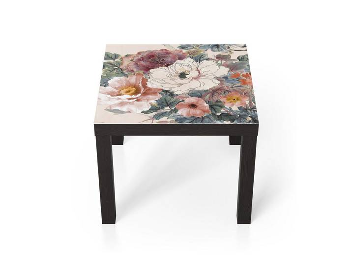 DEQORI Couchtisch 'Aquarellblütenzauber', Glas Beistelltisch Glastisch modern