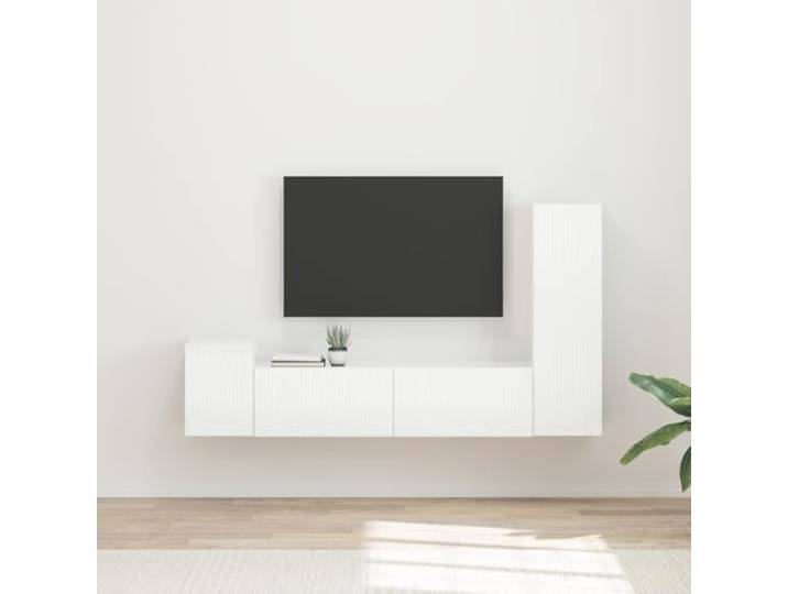 GKMBCVDFR TV-Schrankset 4 STK Hochglanz Weiß Holzwerkstoff Wandschrank Wandmontage spart Platz, pflegeleichte Oberfläche, flexible Größen, moderne Optik, einfacher Zusammenbau