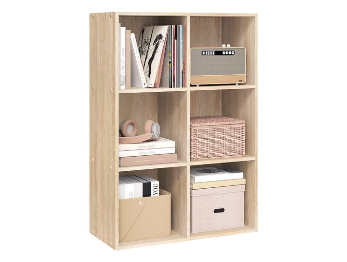 WOLTU Bibliothèque décorative autoportante blanche, étagère à livres avec 6 cubes de rangement pour cuisine, salon, chambre à coucher, décoration intérieure