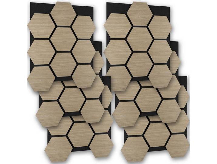 tectake Akustikpaneele Sonic Shield, je 76 x 62 x 1,8 cm, Größe flexibel anpassbar, Eiche dunkel, Wildeiche, Holz, 62x1.8x76 cm, Tapeten & Wandverkleidungen, Akustikpaneele