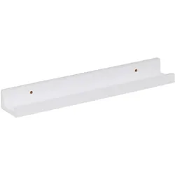 Relaxdays Bilderleiste, 48 cm breit, schmales Wandregal für Bilderrahmen, Bücher & Deko, MDF, Bilderregal Wand, weiß