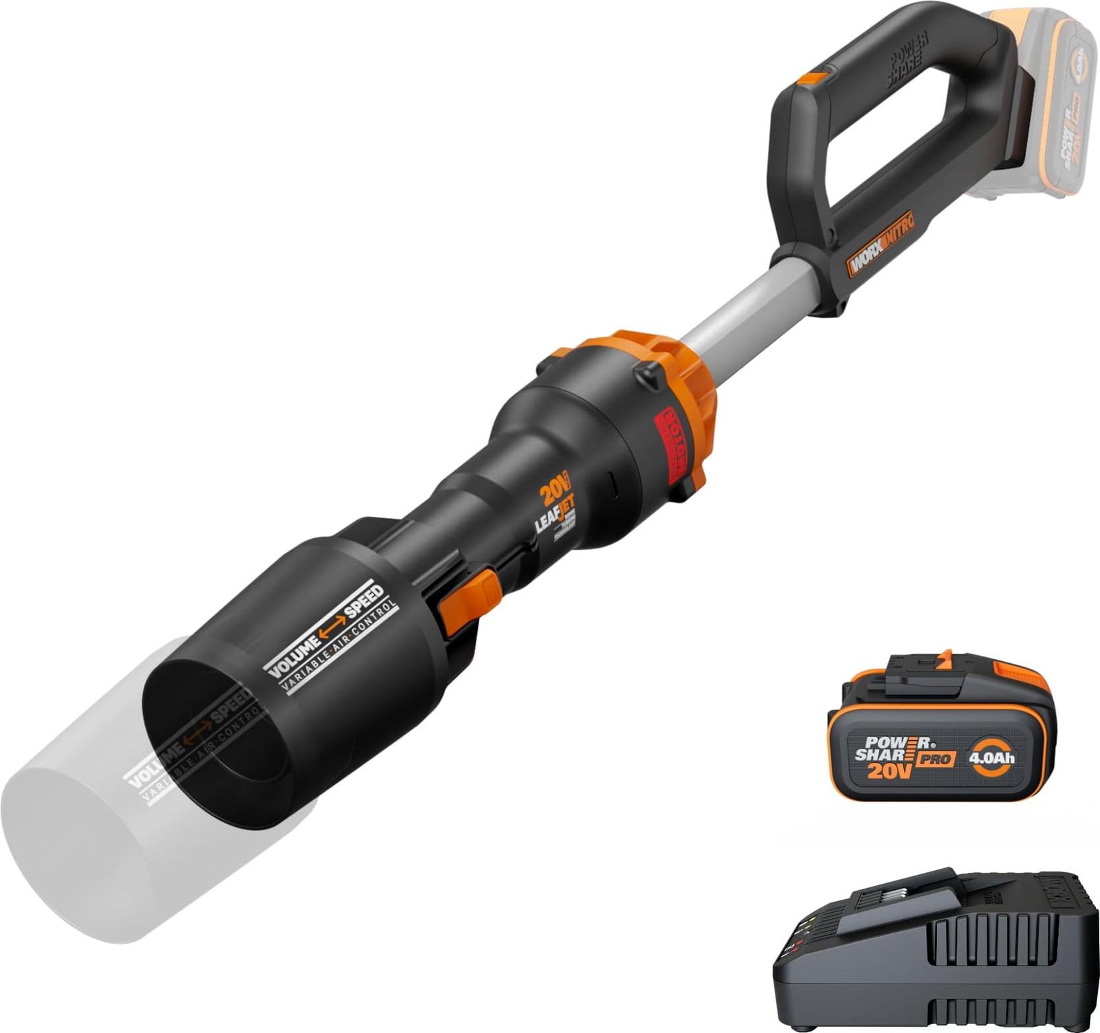 Worx WG543E Handheld bladblazer, 18V Lithium-ion, Zwart/Oranje