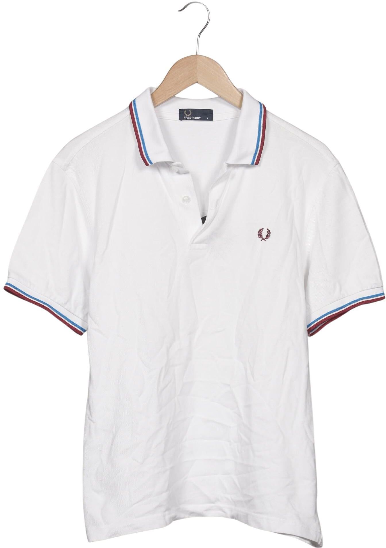 Fred Perry Herren Poloshirt, Weiß, Gr. L, Baumwolle - Second Hand