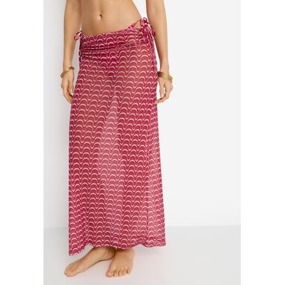 Meshrock LSCN BY LASCANA, Damen, Gr. 42, pink waves, Netz, Obermaterial: 95% Polyester, 5% Elasthan, bedruckt, figurbetont knöchellang, Röcke, mit Alloverdruck, Strandrock, Cover-up