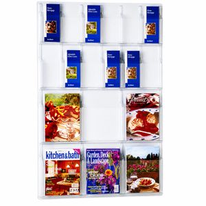 Helit Prospekthalter H62596, the clearly, Wandprospekthalter, Acryl, 6 x A4, 12 x DIN lang