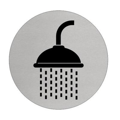 CombiCraft aluminium Türschild oder Schild mit "Dusch"-Symbol, um einen Duschbereich zu kennzeichnen - Ø 75 mm