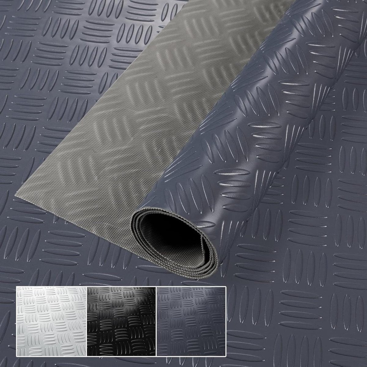 PVC vloerbedekking op maat - Antislip mat - Antraciet - 380 x 100 cm