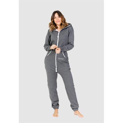 Jumpsuit MONIZ, Damen, Gr. S, EURO-Größen, grau (dunkelgrau), 80% Baumwolle, 20% Polyester, lang, Overalls Jumpsuit, mit kuscheligem Komfort