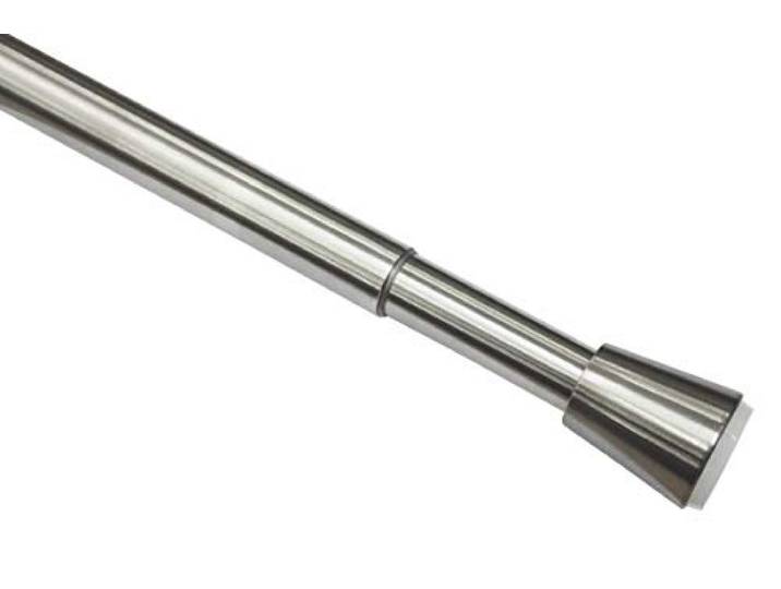 GARDINIA Spannstange, Ausziehbar, Edelstahl, Ø 23/26 mm, 65-100 cm Gardinenstange ohne Bohren und Schrauben, Inklusive Endknöpfen, Für Vorhänge und Gardinen, Einklemmen