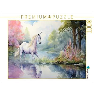 CALVENDO Puzzle Einhorn am See | 1000 Teile Lege-Größe 64x48cm Foto-Puzzle für glückliche Stunden