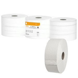 Satino Toilettenpapier HiCycle, 319330, JT2, 2-lagig, Jumbo, Recyclingpapier, 1520 Blatt, 6 Rollen