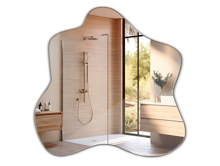 Tulup Spiegel 77,3x76,6 cm Loft Stil Organischer Moderner Wandspiegel, Transparent, Glas, 77.3x77.3x0.4 cm, Spiegel, Wandspiegel