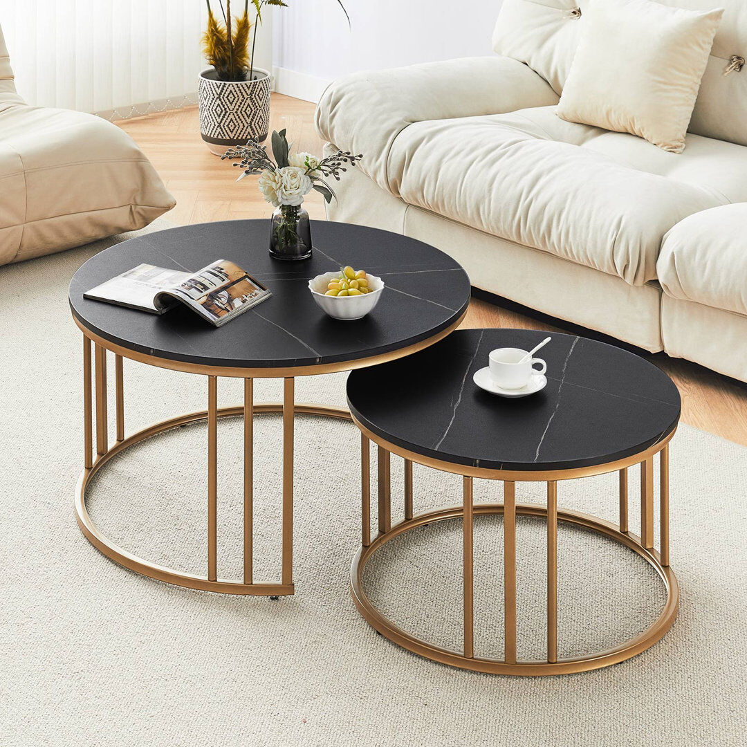 CLIPOP Nesting Cofe Frame Coffee Table with Storage Black