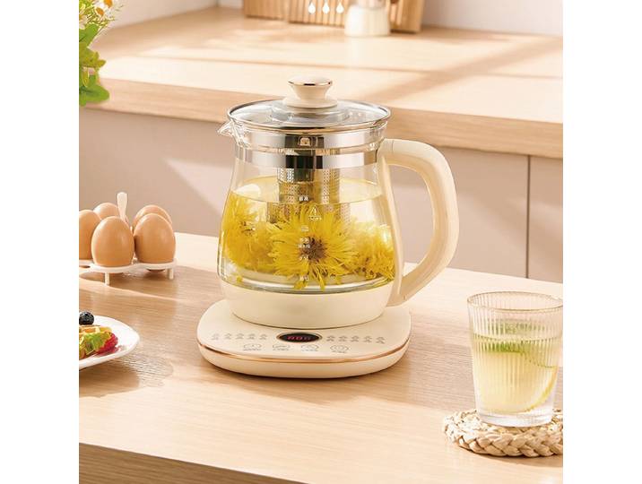 Théière électrique multifonction en verre, 220V, bouilloire domestique, théière à fleurs, 1,8 l