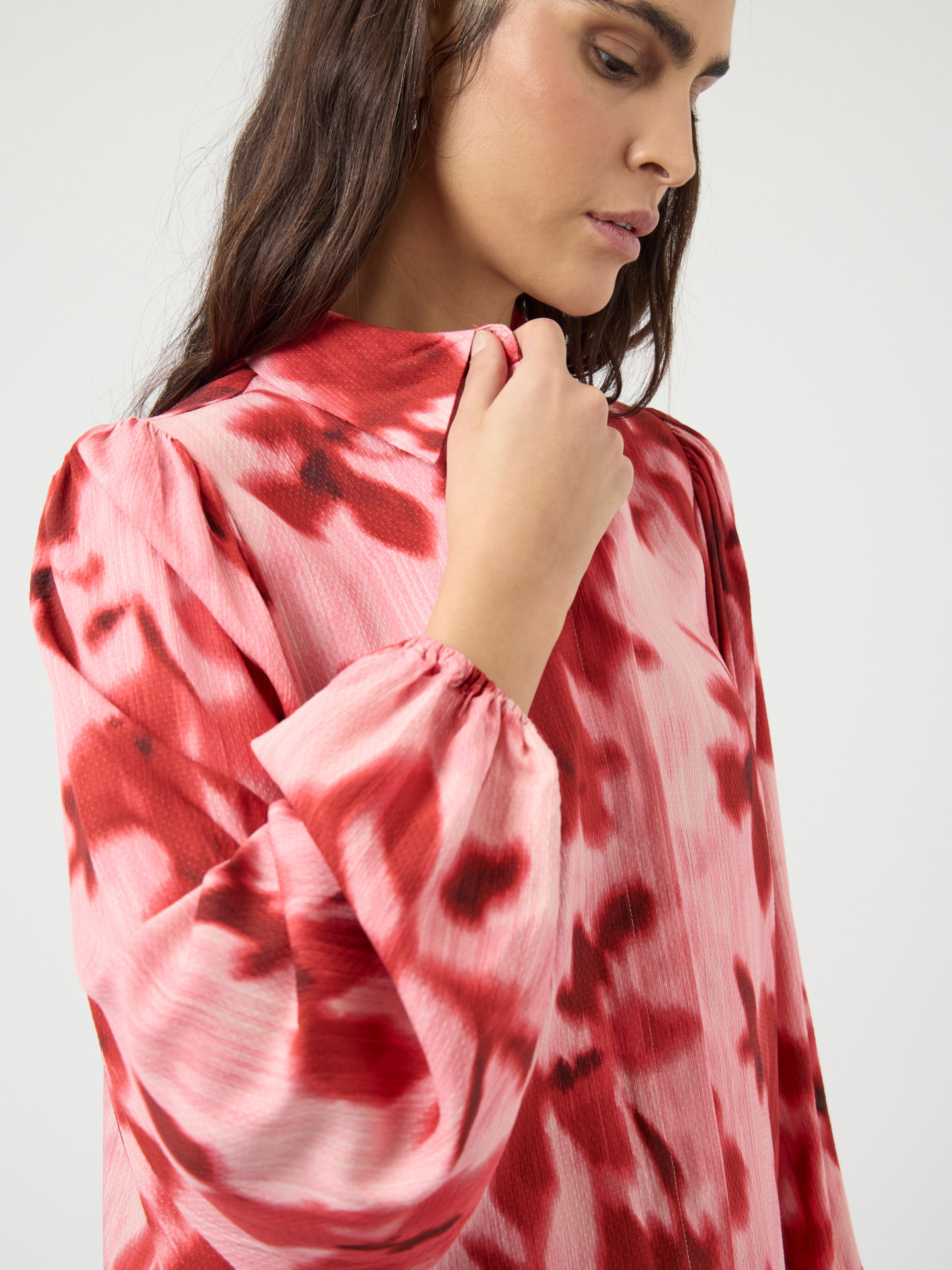 Hemdbluse Y.A.S "YASASINA LS SHIRT S. NOOS", Damen, Gr. 40, rosa (moonlite mauve aop:cammy), Web, Obermaterial: 100% Viskose, bedruckt, normal, elastischer Bund, Blusen Hemdbluse moonlite mauve aop:cammy 40